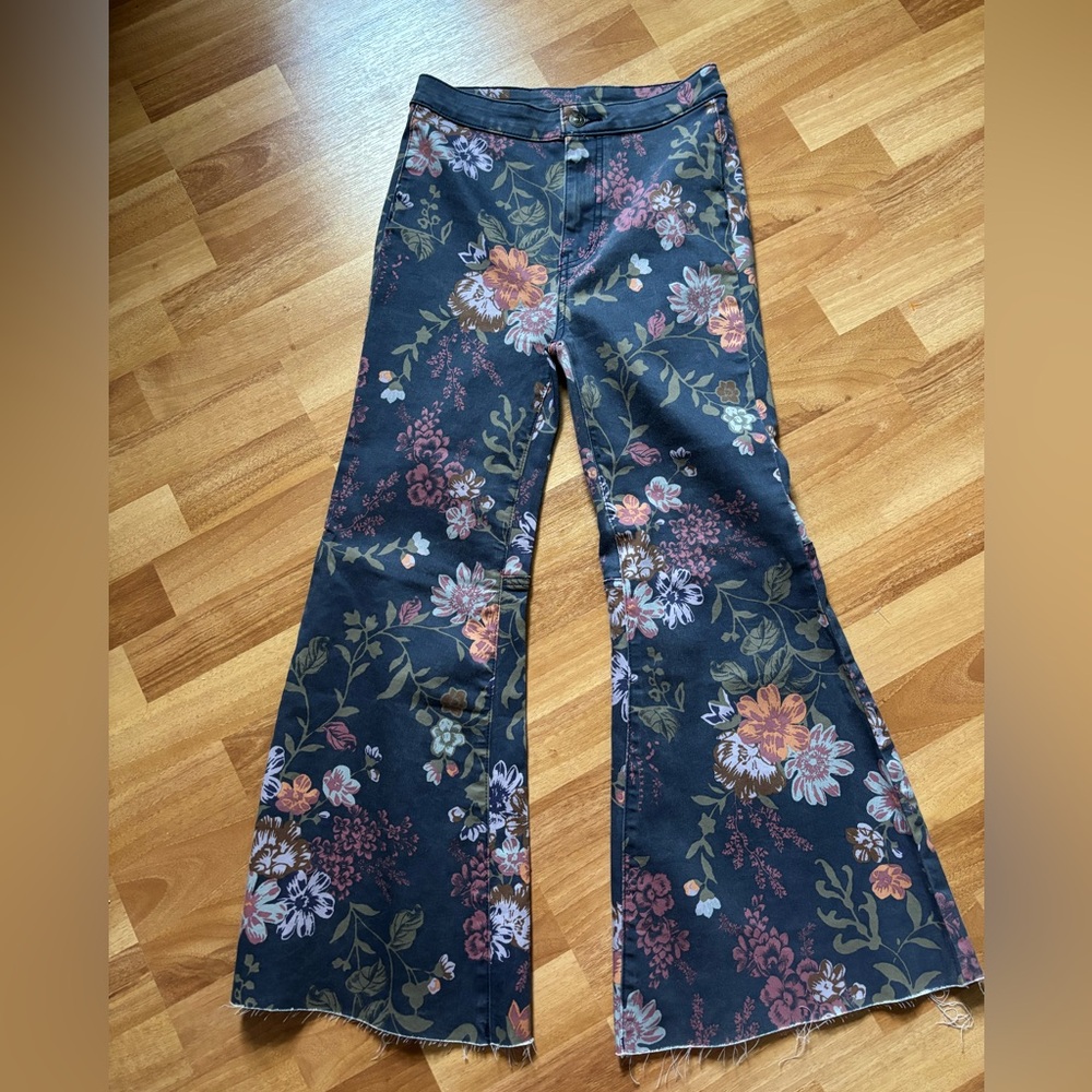 Free People Floral Patterned Flare Pants